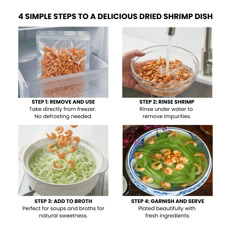 Natural Dried Shrimp - Premium Sun-Dried Tiny Shrimp for Soup Base, Fried Rice, and Stir-Fry - Authentic Asian Umami Seasoning - Wild Caught, No Added Colors