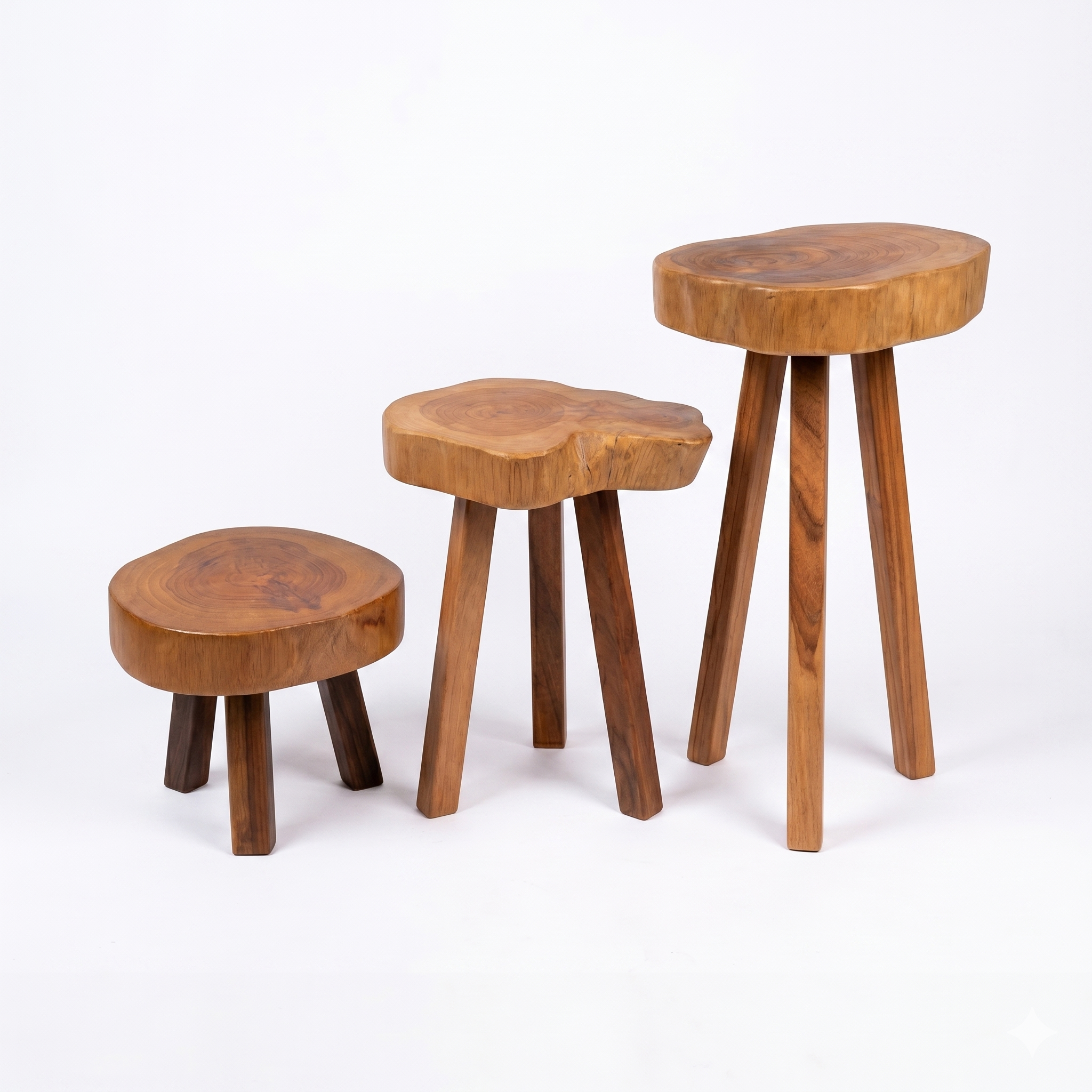 Unique Live Edge Solid Wood Stool – Handcrafted Natural Wood Side Table – Rustic Plant Stand & Accent Stool – Thick Wood Slab End Table for Living Room & Bedroom