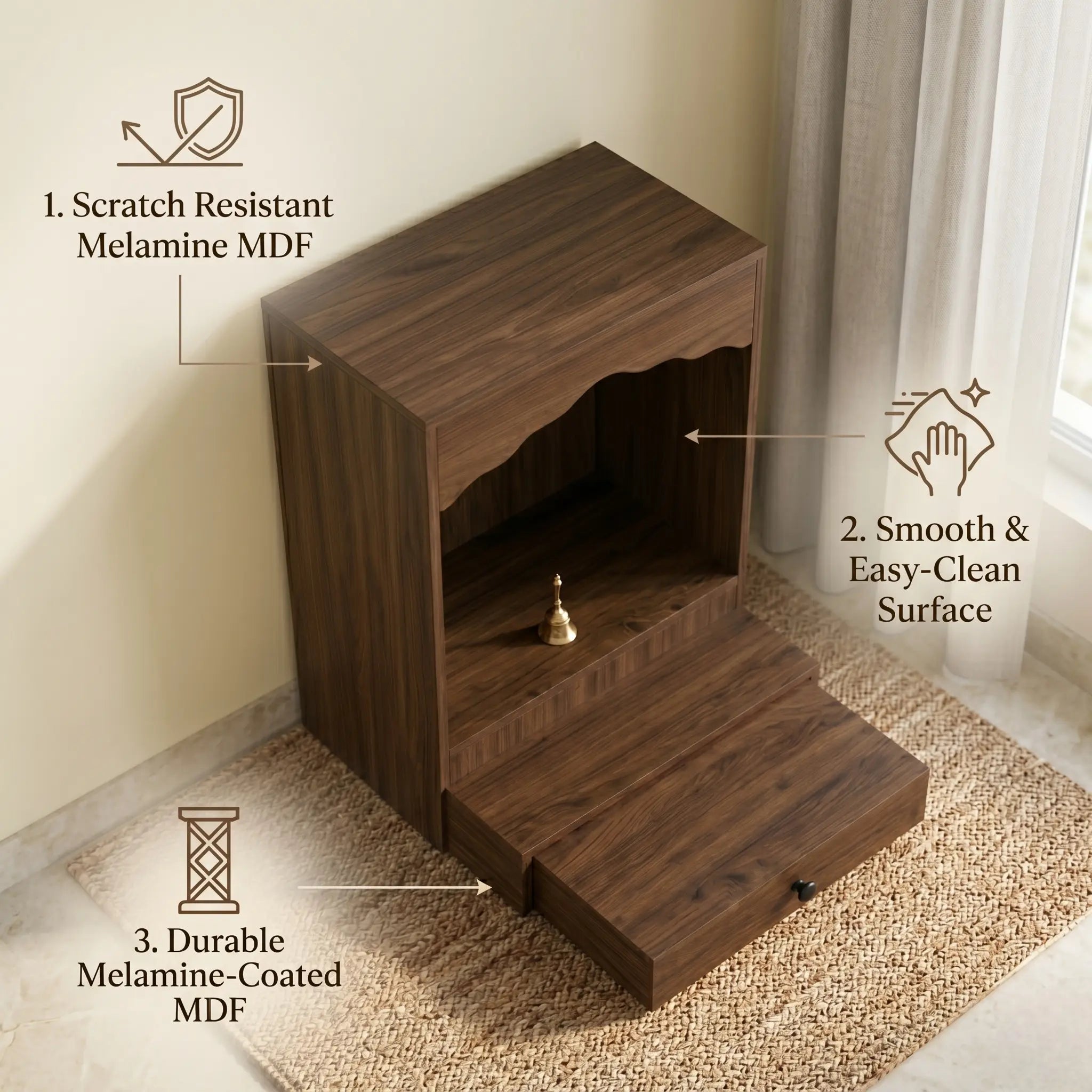 Wood Feng Shui Altar – Traditional God of Wealth & Earth God Shrine – Handcrafted Oriental Spirit House for Prosperity & Luck, Traditional Asian Wealth Altar Kikbo