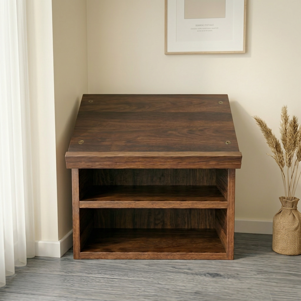 Wooden Buddhist Sutra Reading Stand – Altar Desk with Storage Compartment – Handcrafted Meditation Table for Chanting, Prayer & Script Reading – Portable Tabletop Shrine