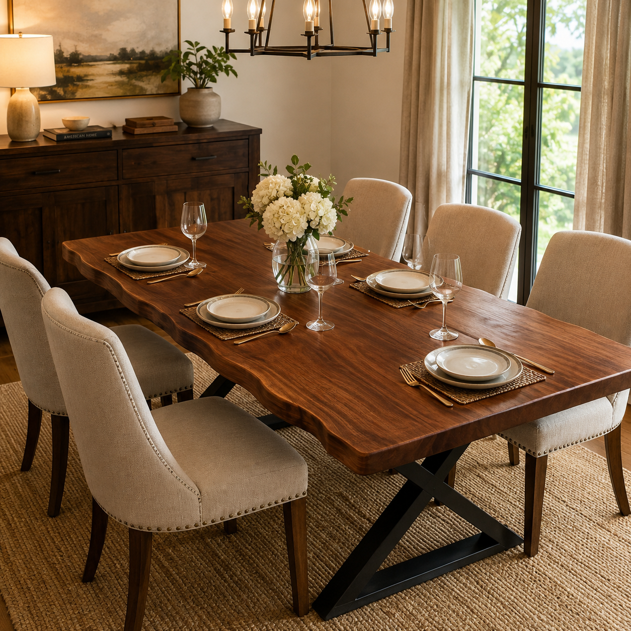 Mahogany Live Edge Wood Table Top – 2" Thick Solid Slab Countertop