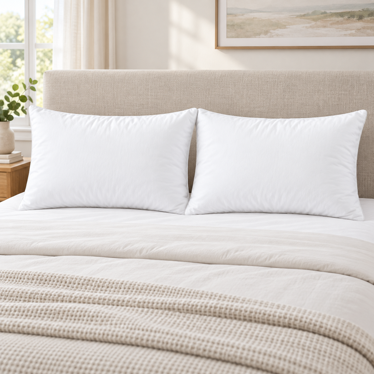 Polyester Fiber Bed Pillow Insert – Fluffy Down Alternative Sleeping Pillow