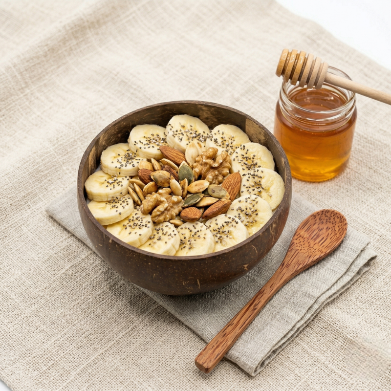Natural Coconut Bowls and Wooden Spoons Set – Eco-Friendly Acai Bowls, Yogurt & Smoothie Bowl Kit – Handmade Coconut Shell Bowls for Vegan Gifts, Christmas & White Elephant Gifts – Ideal for Ninja Creami
