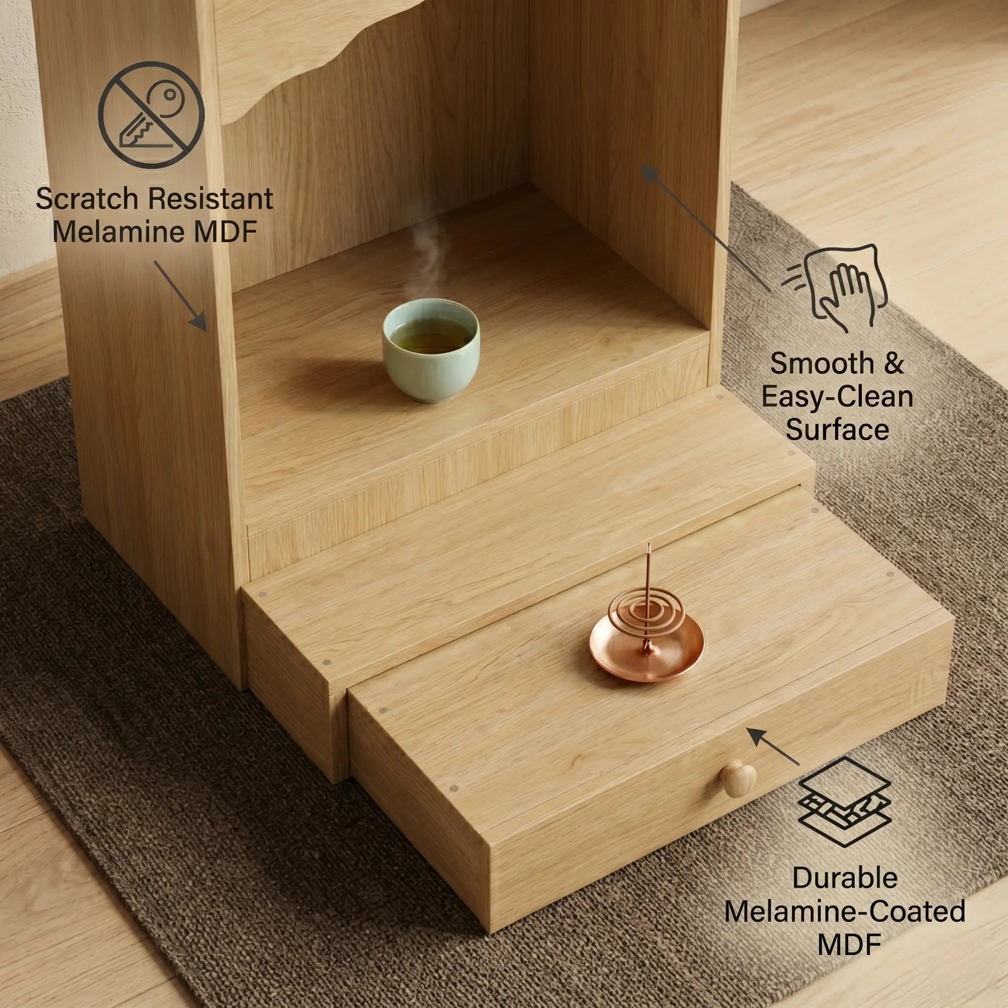 Wood Feng Shui Altar – Traditional God of Wealth & Earth God Shrine – Handcrafted Oriental Spirit House for Prosperity & Luck, Traditional Asian Wealth Altar Kikbo