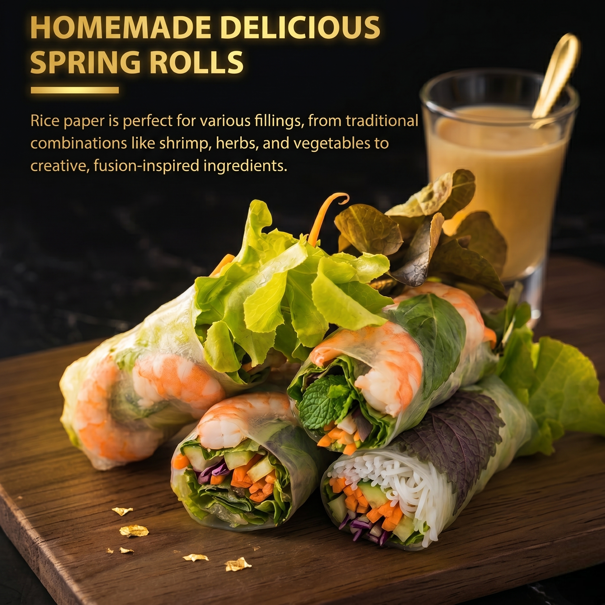 Vietnamese Round Rice Paper Wrappers – White Rice Wraps for Fresh Spring Rolls & Dumplings – Non-GMO, Gluten-Free & Low Carb, 22cm/ 8.6"