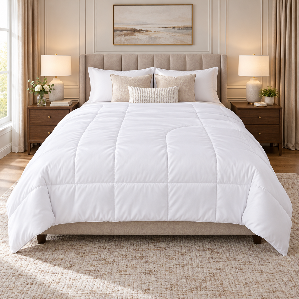 7.2x6.6 ft Quilted Comforter Duvet Insert – All-Season Full Queen Bed Quilt
