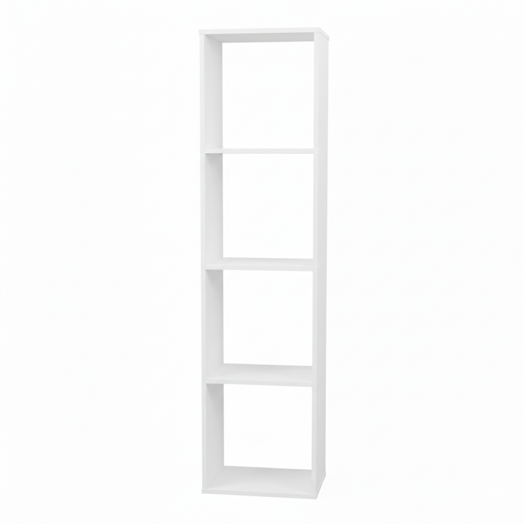 4 Cube Wooden Storage Boxes or Bookshelf – 47.24 x 11.81 x 7.87" Floor Storage Organizer, Modern Cube Display Shelf for Books, Décor, and Office or Bedroom Use