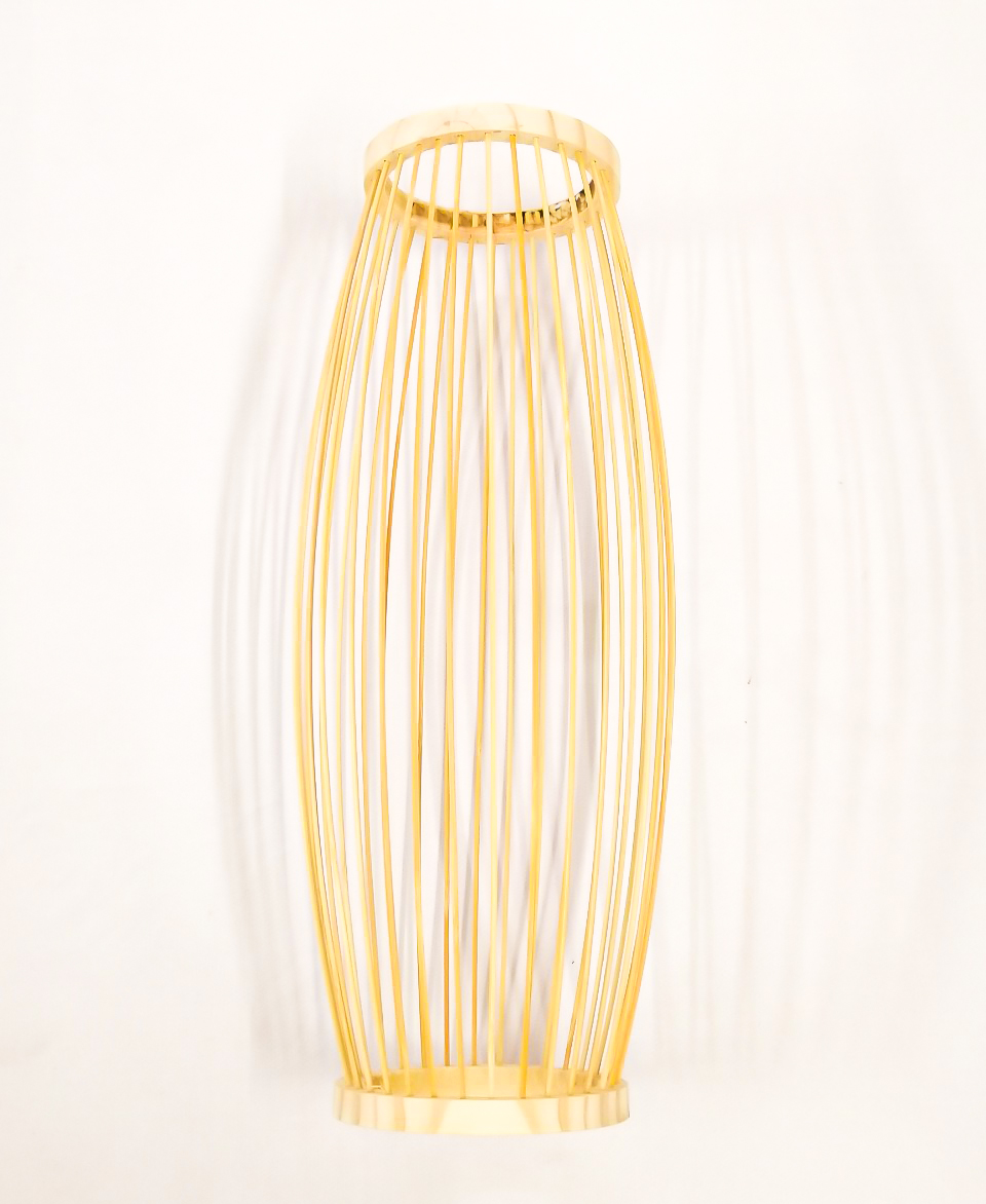 Set of 6 Handwoven Bamboo Pendant Light Shades – Oval Tube Style | Natural Hanging Lamps for Café, Restaurant & Home Decor