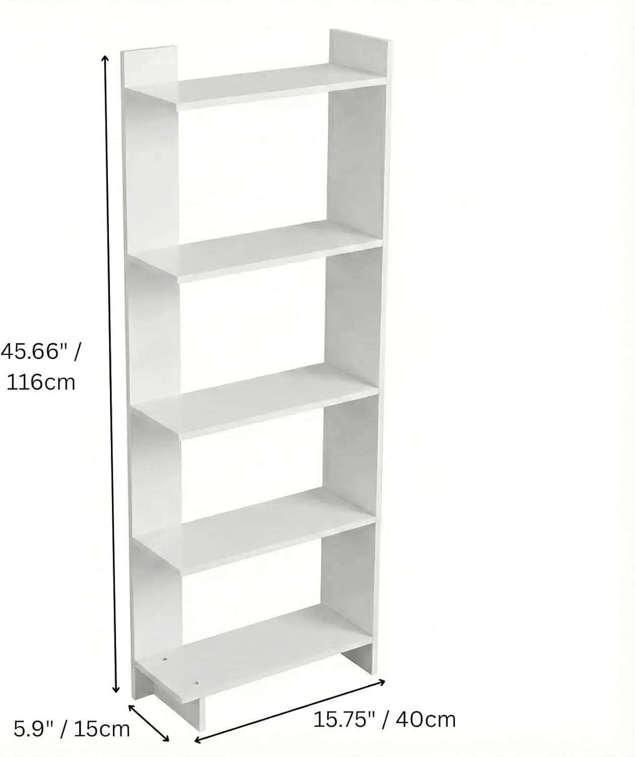 5-Tier Wooden Bookcase – Space-Saving MDF Storage Shelf for Home or Office Kikbo