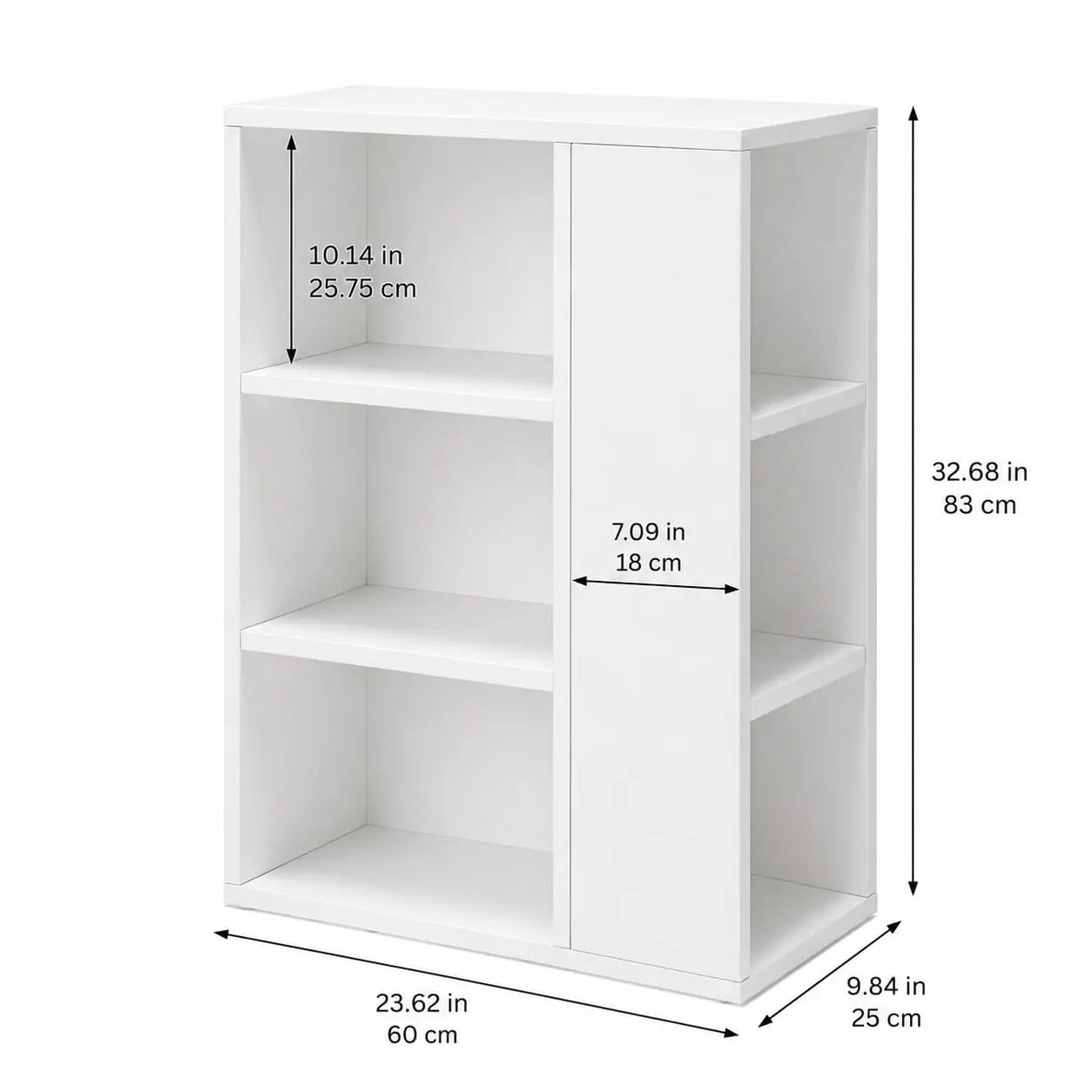 Kikbo Corner Bathroom Storage Shelf, 3-Tier Waterproof Wood Plastic Composite Organizer, Freestanding Small Space Storage Rack for Bathroom, Living Room, Kitchen, White (23.6 x 9.8 x 32.7 in)