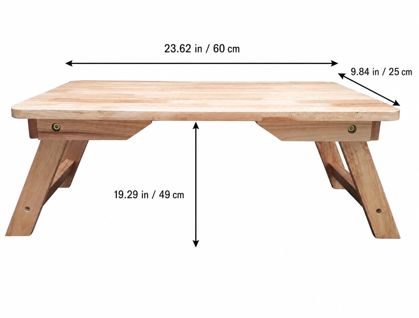 Foldable Wooden Bed Tray Table with Legs, Portable Laptop Desk for Bed and Sofa, Natural Wood Breakfast Serving Tray, Small Coffee Table for Reading, Working and Eating, 24 x 16 Inch