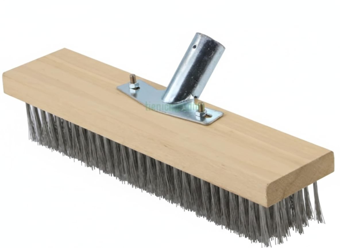 4pc Stainless Steel Wire Scrub Brush Heads 11.8in / 30cm for Deck, Concrete, Patio Floor Cleaning, Heavy Duty Stiff Metal Bristle Scrubber Broom for Outdoor Moss and Stain Removal