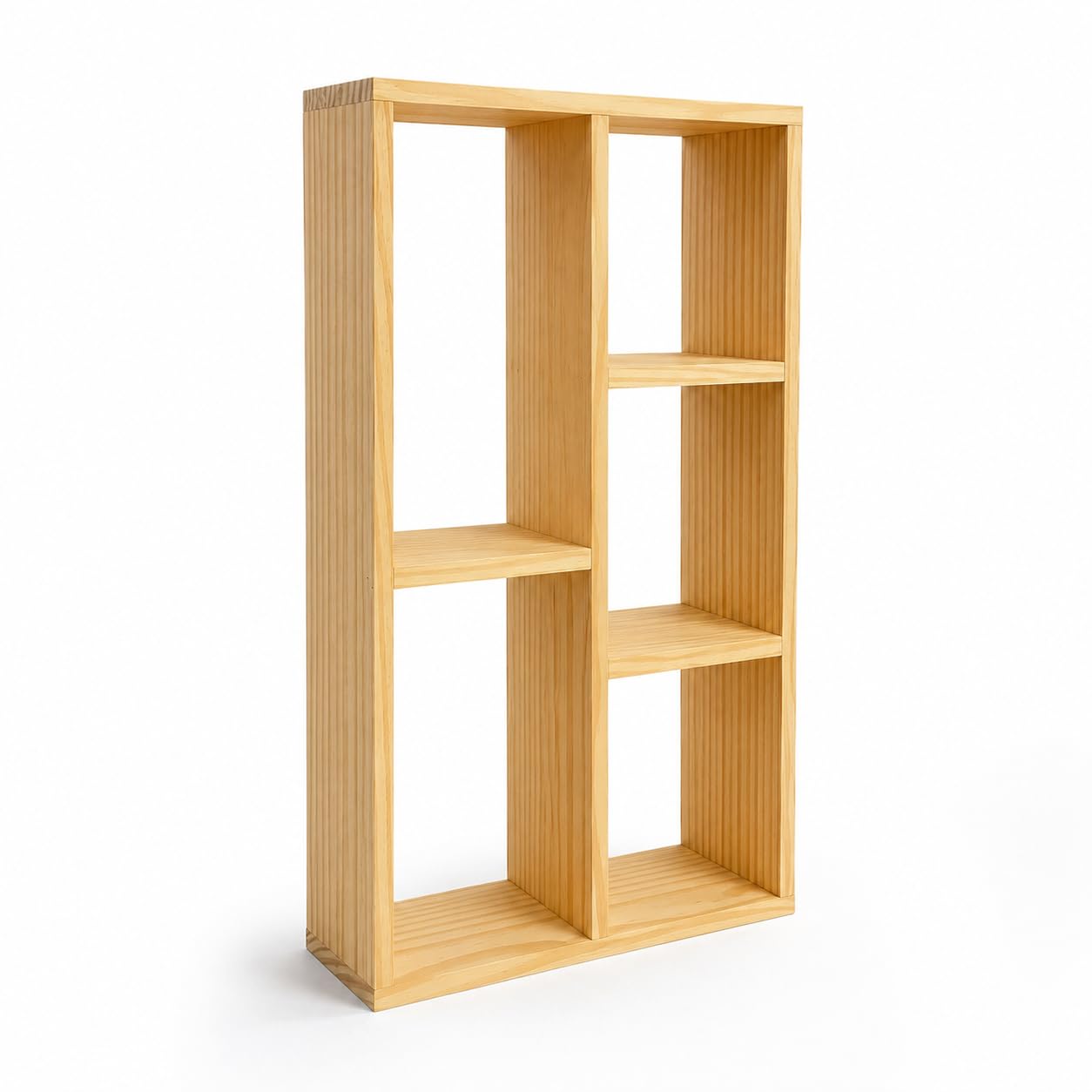 Solid Wood Display Shelf, Rustic Pine Wood Bookshelf Organizer, Freestanding Open Storage Rack for Living Room, Bedroom, Office, Natural Wood Finish