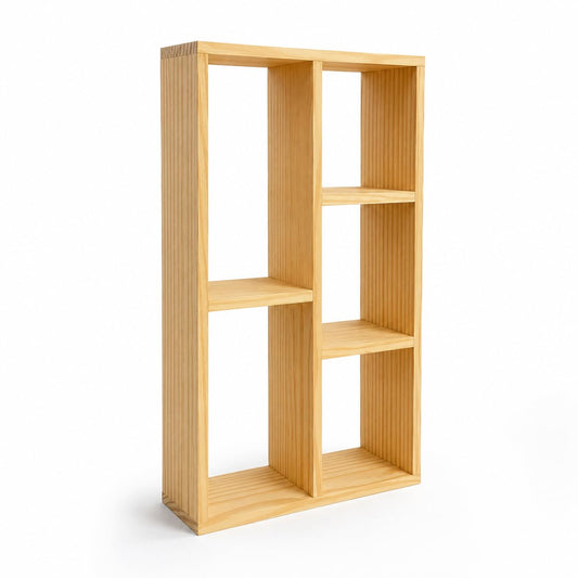 Solid Wood Display Shelf, Rustic Pine Wood Bookshelf Organizer, Freestanding Open Storage Rack for Living Room, Bedroom, Office, Natural Wood Finish