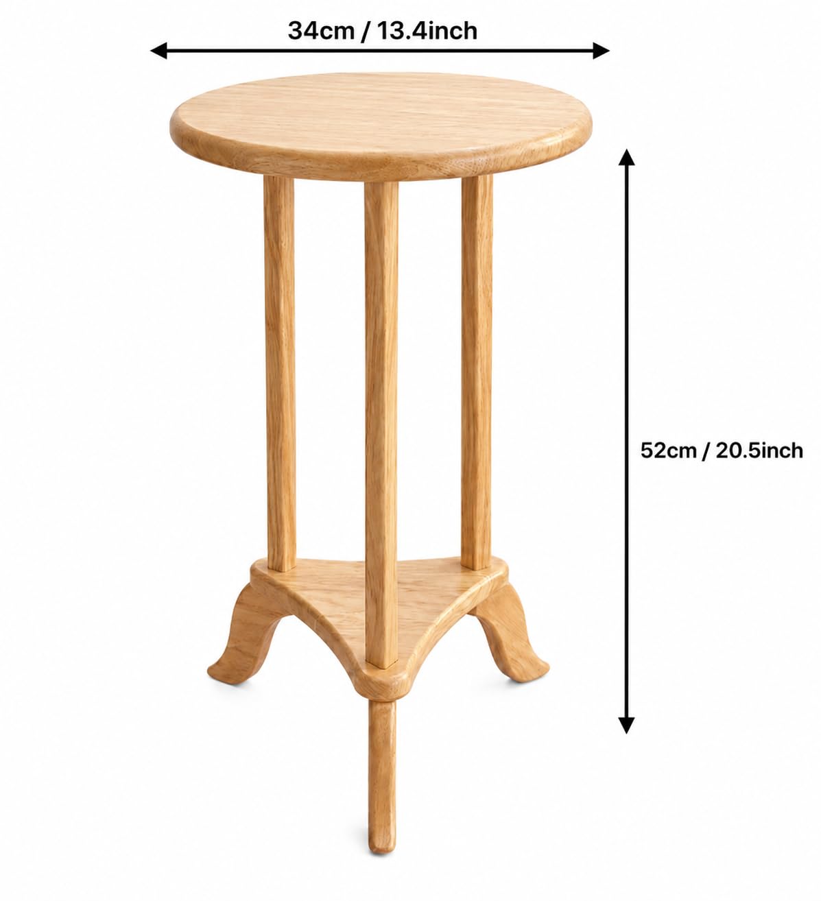 Vintage Round End Table, 13.4" Small Wooden Side Table with 3 Legs, Rustic Accent Table for Living Room, Bedroom, Sofa Side, Bedside Nightstand