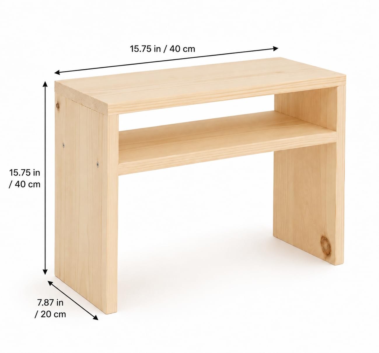 Rustic Wooden Nightstand with Open Shelf, Small End Table for Bedroom & Living Room, Natural Wood Side Table, 15.7 x 15.7 x 7.9 Inch