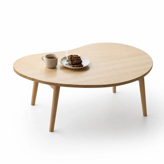 Oval Coffee Table with Solid Wood Legs, Modern Low Profile Accent Table, Natural Wood Finish, Small Living Room Tea Table, 35.4" x 23.6"