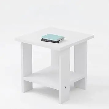 Modern White Nightstand with Storage Shelf, Small Bedside Table for Bedroom, MDF Wood End Table Organizer for Living Room, Compact Side Table, Easy Assembly
