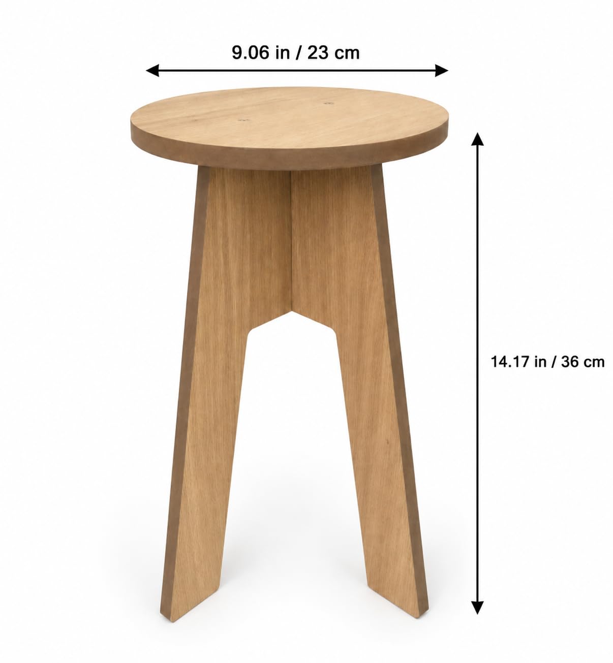 Round Wooden Side Table, Modern Accent End Table with Solid Wood Legs, Small Coffee Table for Living Room, Bedroom & Balcony, Easy Assembly, Natural Oak Finish