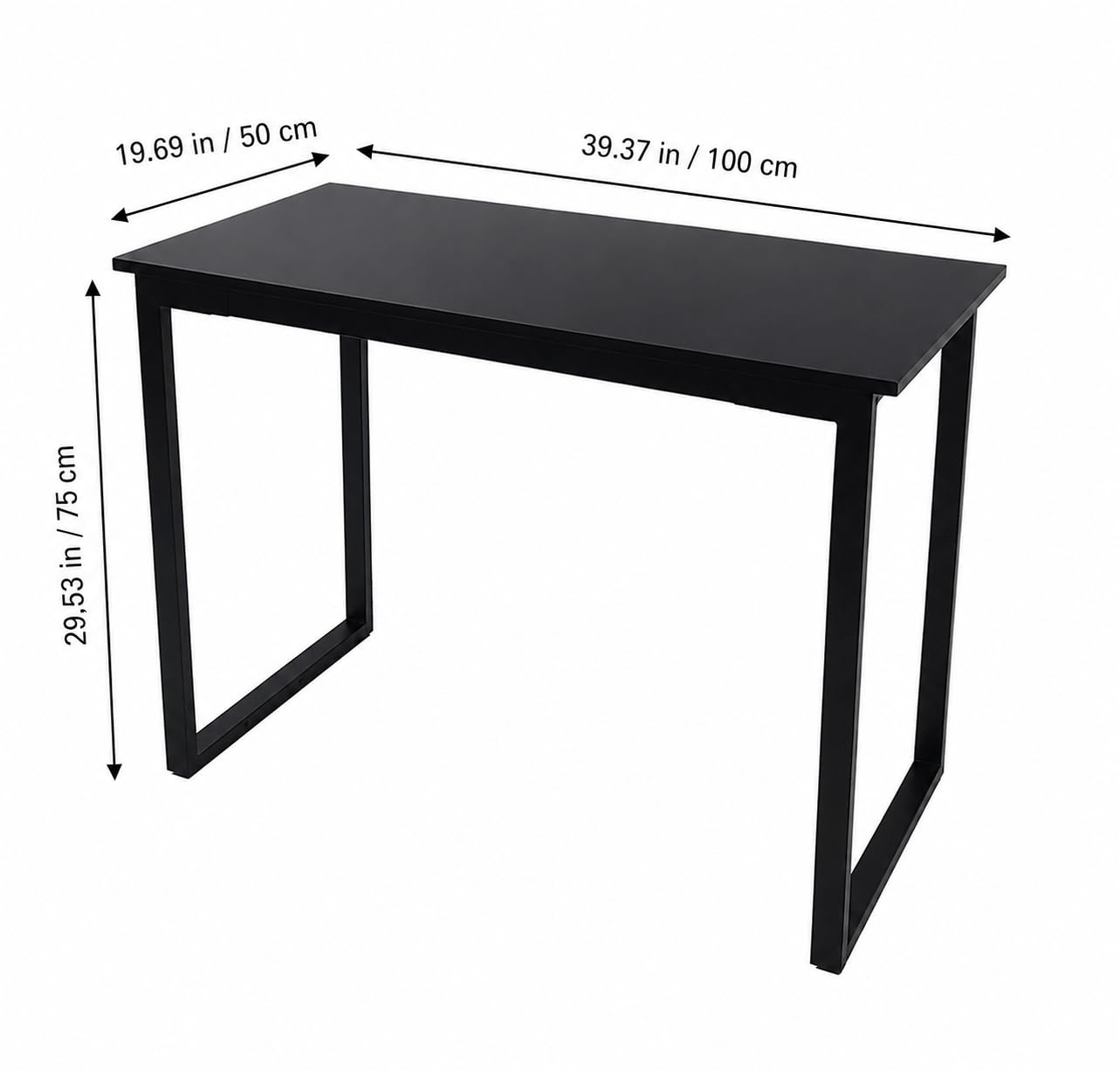 Modern Computer Desk 39.4" Home Office Desk with U-Shaped Metal Frame, Study Writing Table for Bedroom, Small Spaces, Black, 39.4 x 19.7 x 29.5 Inches
