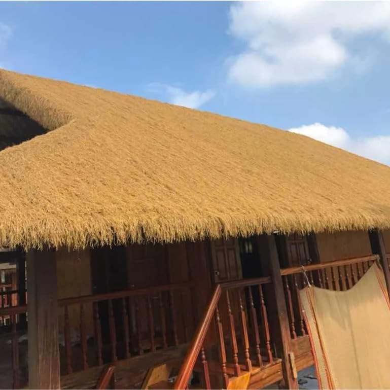 Artificial Thatch Roll for Tiki Bar Roof and Gate Decoration - Weatherproof Fire Resistant Synthetic Straw Roofing Panel - Yellow 3.3 x 9.8 Feet