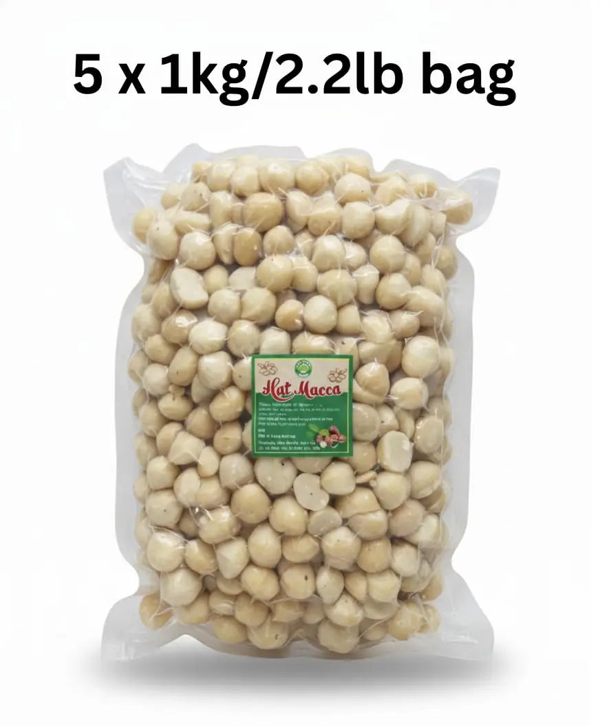 Macadamia Nuts, 4.4 lb (2kg), Medium Sizes Raw and Unsalted, Gluten-Free and Kosher, Unroasted Oil-Free Nuts with Creamy Flavor, Source of Fiber, Ideal for Baking, Cooking, Milk, and Healthy Snacking