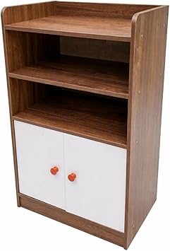 Small Wood Nightstand with Storage Cabinet, 2-Tier Bedside Table with Door, MDF Organizer Shelf for Bedroom, Living Room, Narrow Side Table, Brown