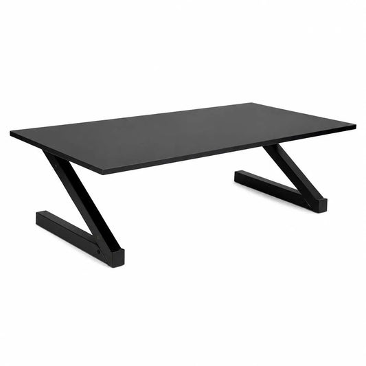 Z-Shaped Folding Floor Desk, Foldable Laptop Table for Sitting on Floor, Space Saving Coffee Table with MDF Wood Top & Metal Frame, Pre-Assembled, Black, 47.2 x 23.6 x 13.8 Inch