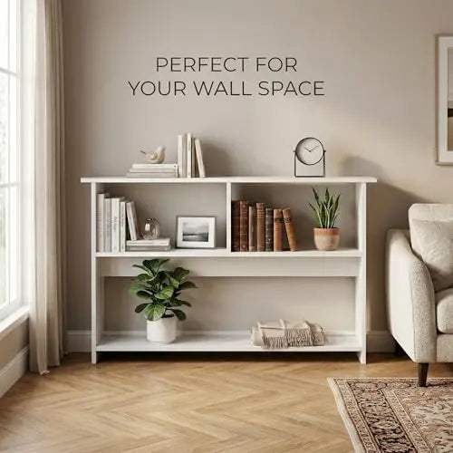 Narrow Bedside Shelf, Slim Nightstand Storage Rack for Small Spaces, Bedside Organizer Table Behind Bed, Long Side Table for Bedroom, Sofa, Entryway, Space Saving Shelf, White