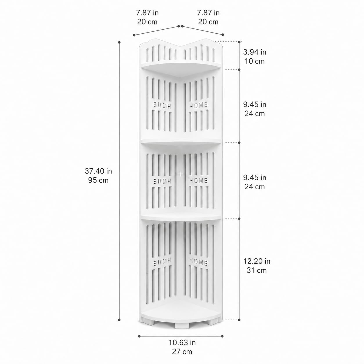 4-Tier Corner Shower Caddy Shelf, Waterproof PVC Bathroom Corner Storage Organizer, Freestanding Space Saving Rack for Shampoo, Toiletries and Bath Accessories, White