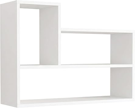 L-Shaped Floating Wall Shelf, 3-Tier Wall Mounted Bookshelf, Space Saving Storage Organizer for Living Room, Bedroom, Office, White