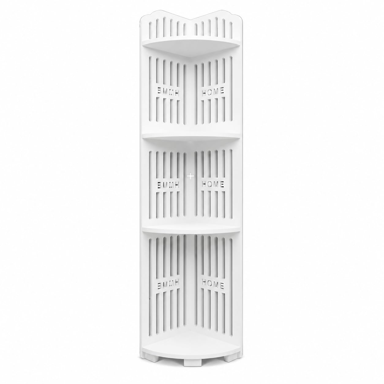 4-Tier Corner Shower Caddy Shelf, Waterproof PVC Bathroom Corner Storage Organizer, Freestanding Space Saving Rack for Shampoo, Toiletries and Bath Accessories, White