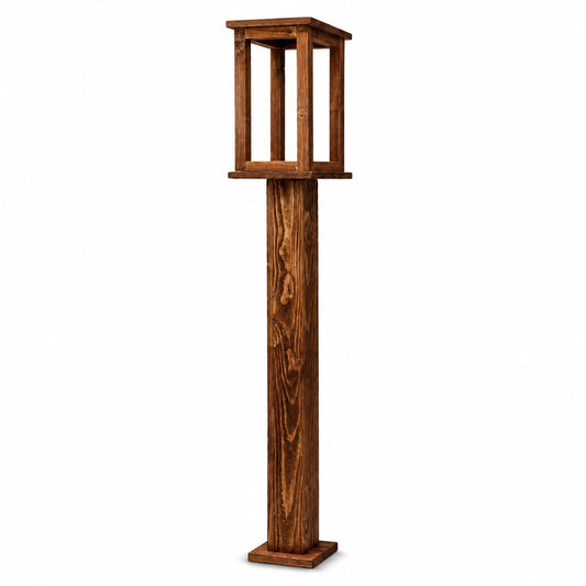 Wooden Lantern Post Stand for Outdoor, Rustic Wood Lamp Post Holder for Solar Lanterns, Decorative Garden Lantern Pedestal for Patio, Walkway, Yard & Porch, Brown, 35.4 Inch