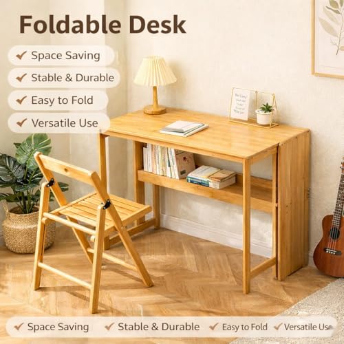 Computer Desk with Storage Shelf, Small Writing Desk for Home Office, Wooden Study Table with Bookshelf for Small Spaces, 32.7'' Work Desk