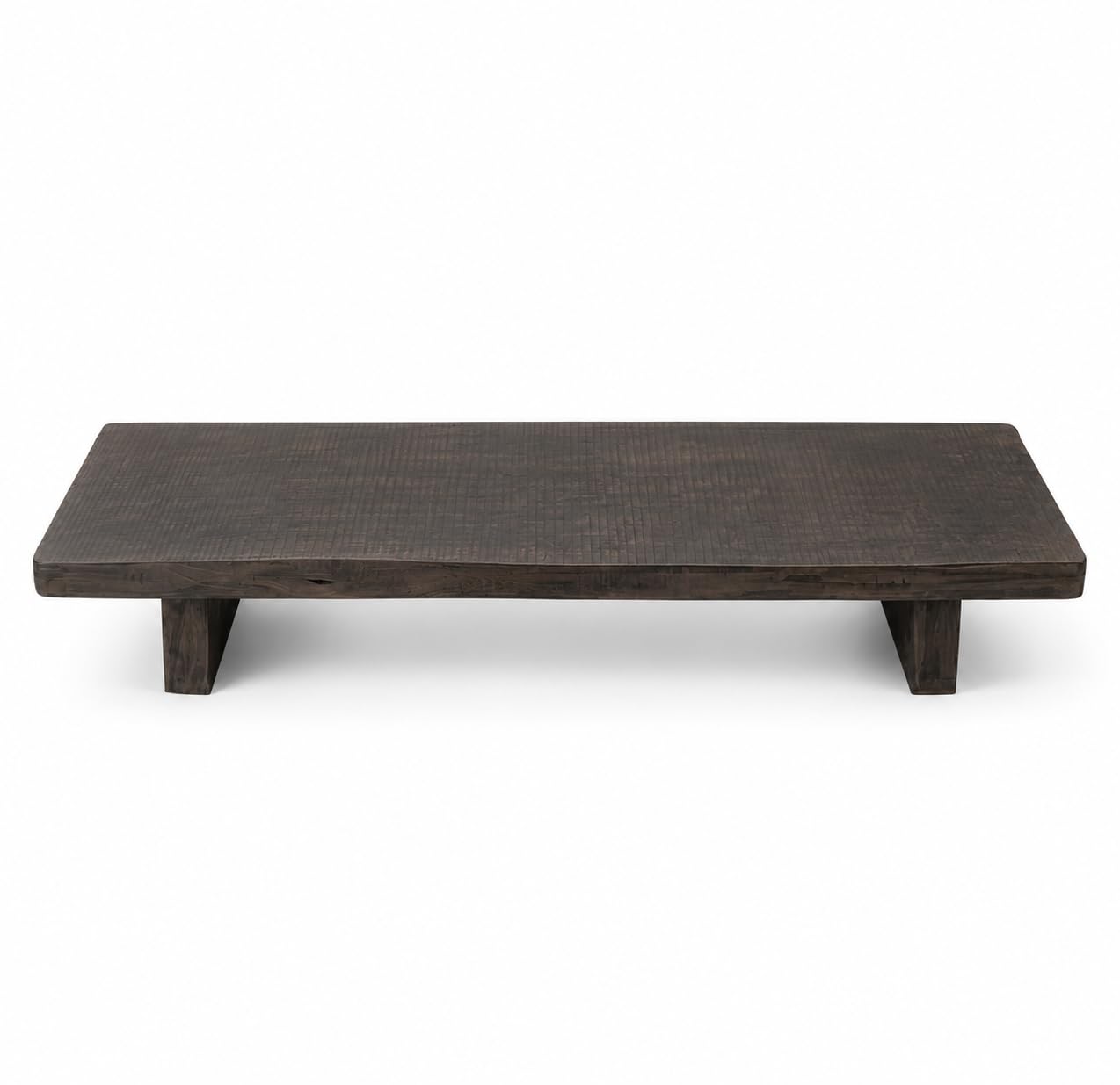 Solid Wood Wabi-Sabi Coffee Table, Rustic Low Tea Table for Living Room, Handmade Wooden Floor Table, Minimalist Cocktail Table, 47.2 x 13.8 in