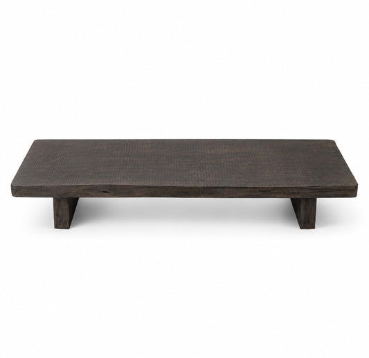 Solid Wood Wabi-Sabi Coffee Table, Rustic Low Tea Table for Living Room, Handmade Wooden Floor Table, Minimalist Cocktail Table, 47.2 x 13.8 in