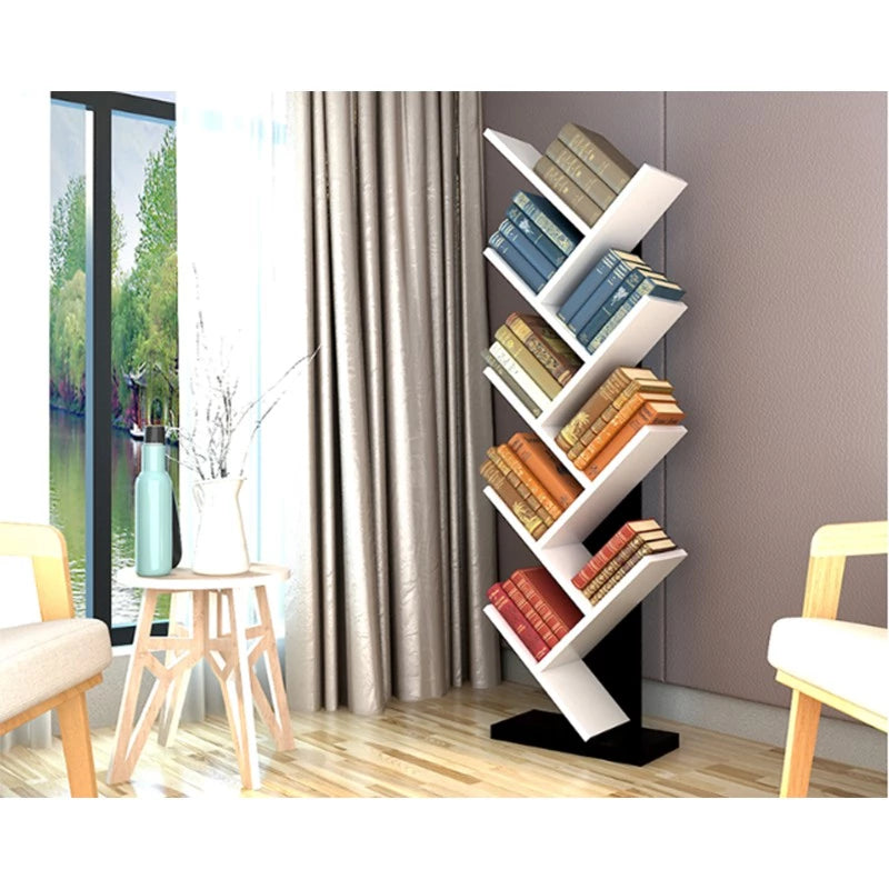 Modern Wooden Tree Bookshelf 9-Tier Floor Standing Bookcase Organizer, Space-Saving Vertical Storage Rack for Books, Magazines, and Decor – 19 x 7.9 x 48 in (48 x 20 x 122 cm)