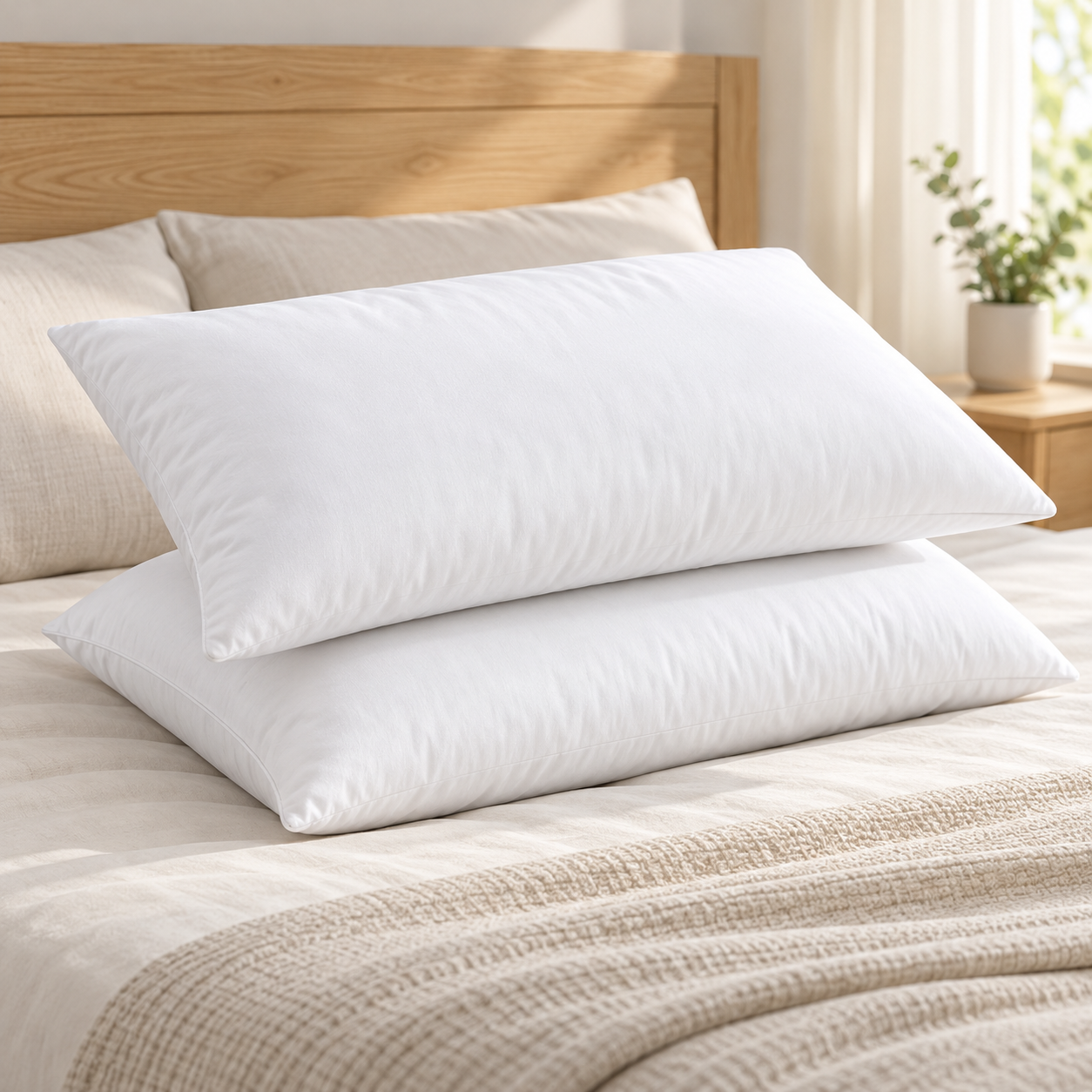 Polyester Fiber Bed Pillow Insert – Fluffy Down Alternative Sleeping Pillow