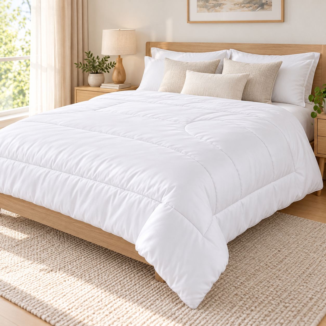 7.2x6.6 ft Quilted Comforter Duvet Insert – All-Season Full Queen Bed Quilt