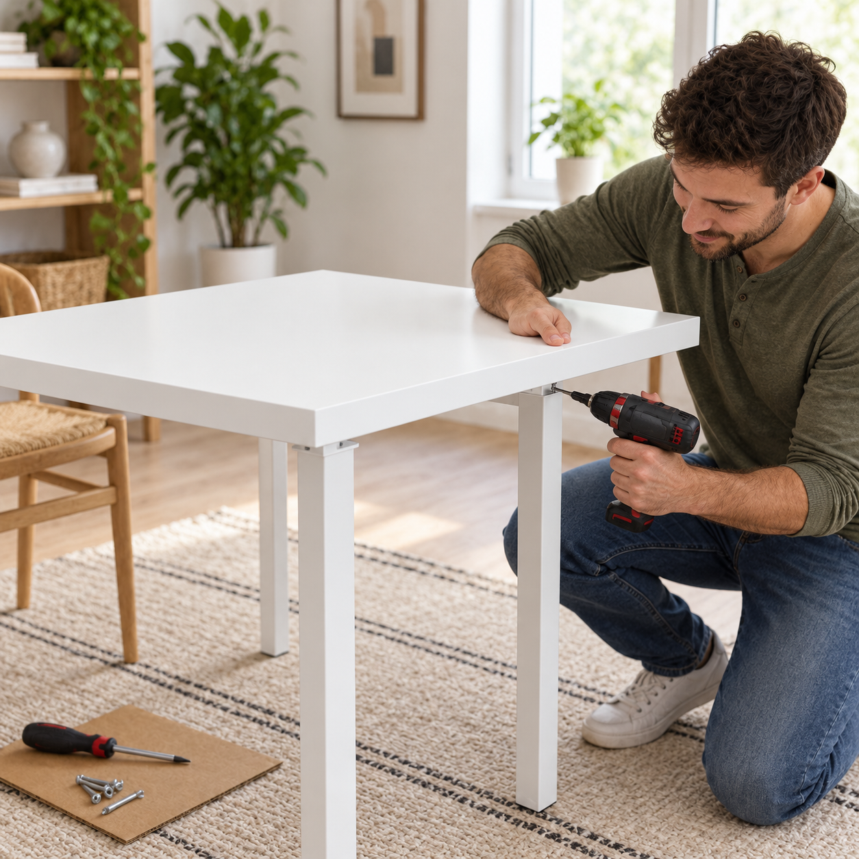Square White MDF Table Top 0.7" – Smooth Painted DIY Replacement Desk Top