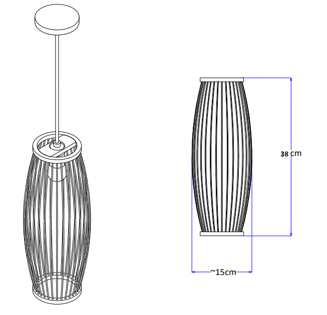 Set of 6 Handwoven Bamboo Pendant Light Shades – Oval Tube Style | Natural Hanging Lamps for Café, Restaurant & Home Decor