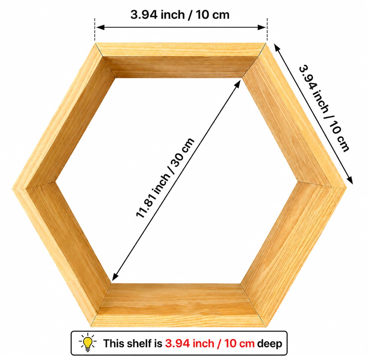 Hexagon Floating Shelves Set of 5, Wooden Honeycomb Wall Shelves for Plants, Rustic Wall Mounted Display Shelves for Bedroom, Living Room, Bathroom, Nursery & Home Decor