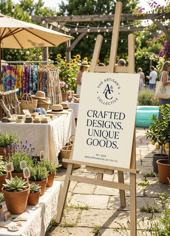 51" Art & Sign Easel Stand for Display - Adjustable Wooden Floor Easels for Painting, Holding Signs or Canvas up to 36" Tall, Ideal for Artist, Events, Displays, Drawing, Parties, Fairs (1)
