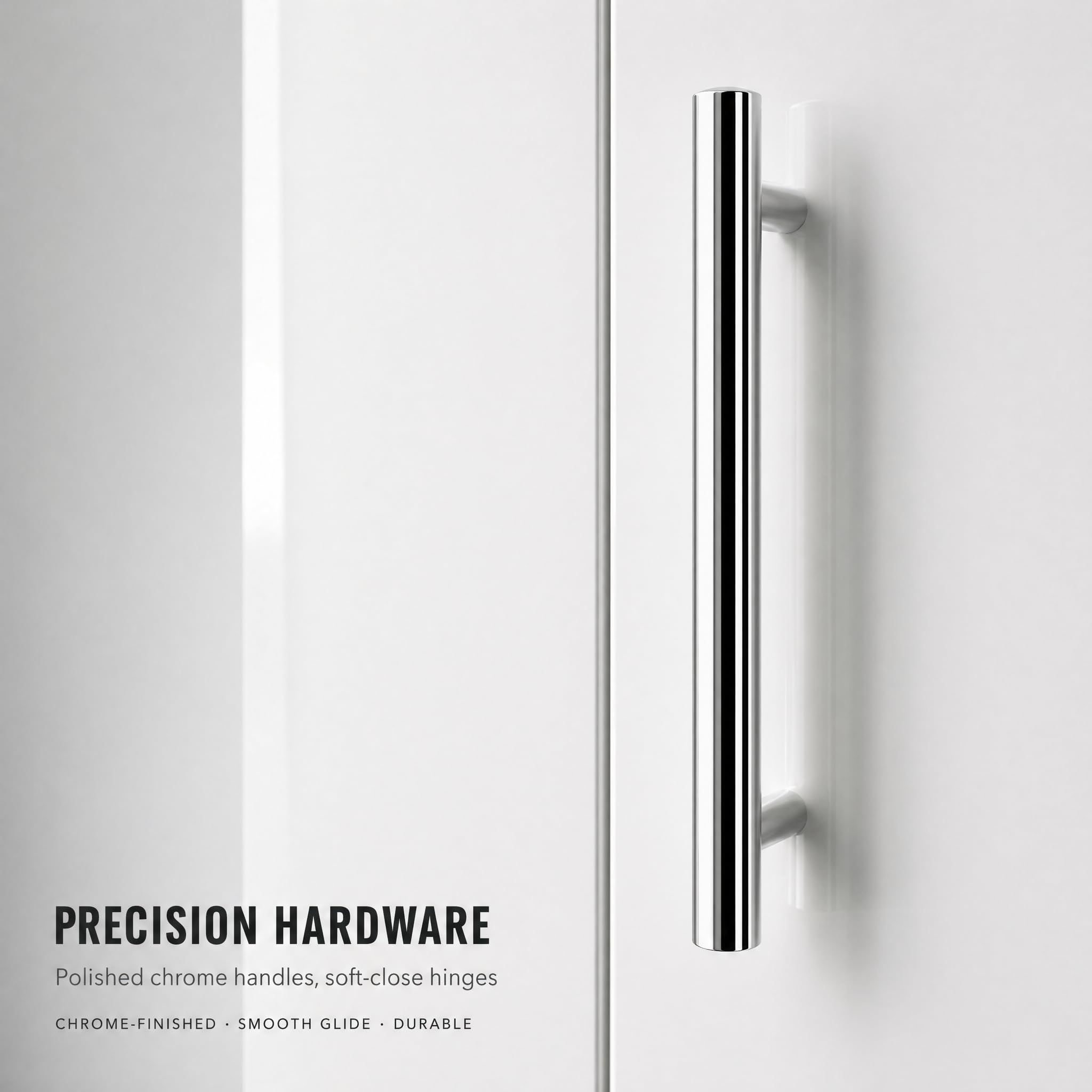 Kikbo Bathroom Storage Cabinet, Waterproof MDF Freestanding Cupboard, 2-Door Kitchen Organizer with Shelves, Space-Saving Floor Cabinet for Bathroom, Living Room, White