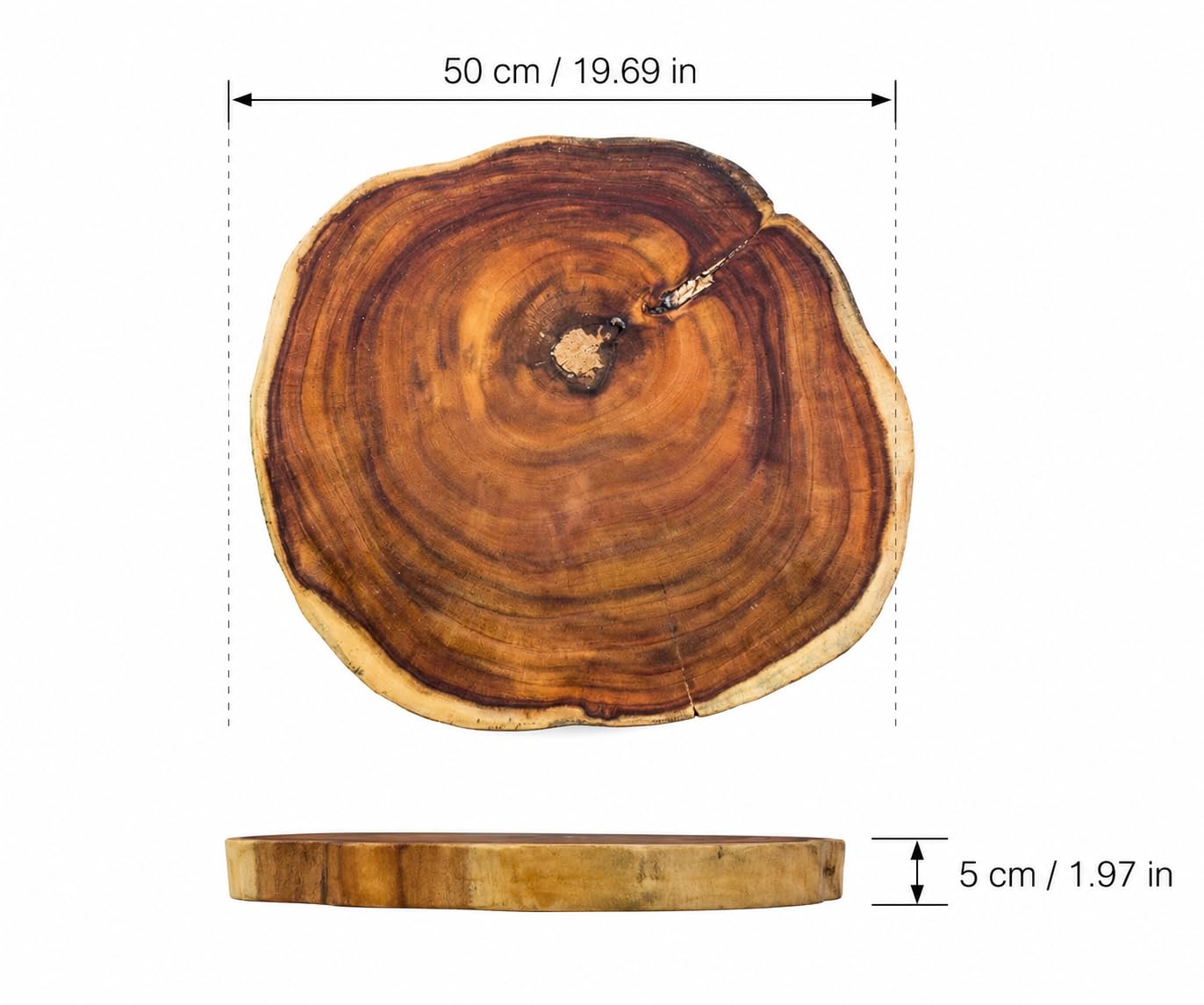 Natural Wood Round Table Top, 20 Inch Solid Tree Slice Wood Slab, 2 Inch Thick Live Edge Wooden Disc for Side Table, Coffee Table, DIY Crafts & Rustic Home Decor