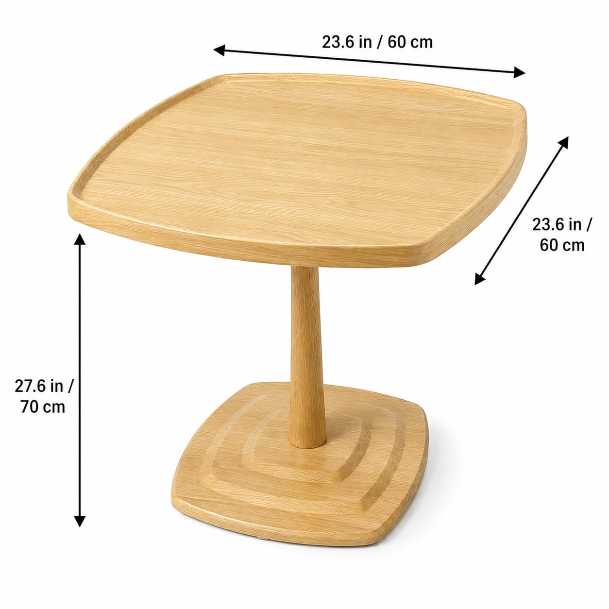 Modern Square Side Table, 23.6" Wood End Table for Living Room, MDF Coffee Table with PVC Waterproof Surface, Small Sofa Table for Apartment, Bedroom, Lounge, Walnut Finish