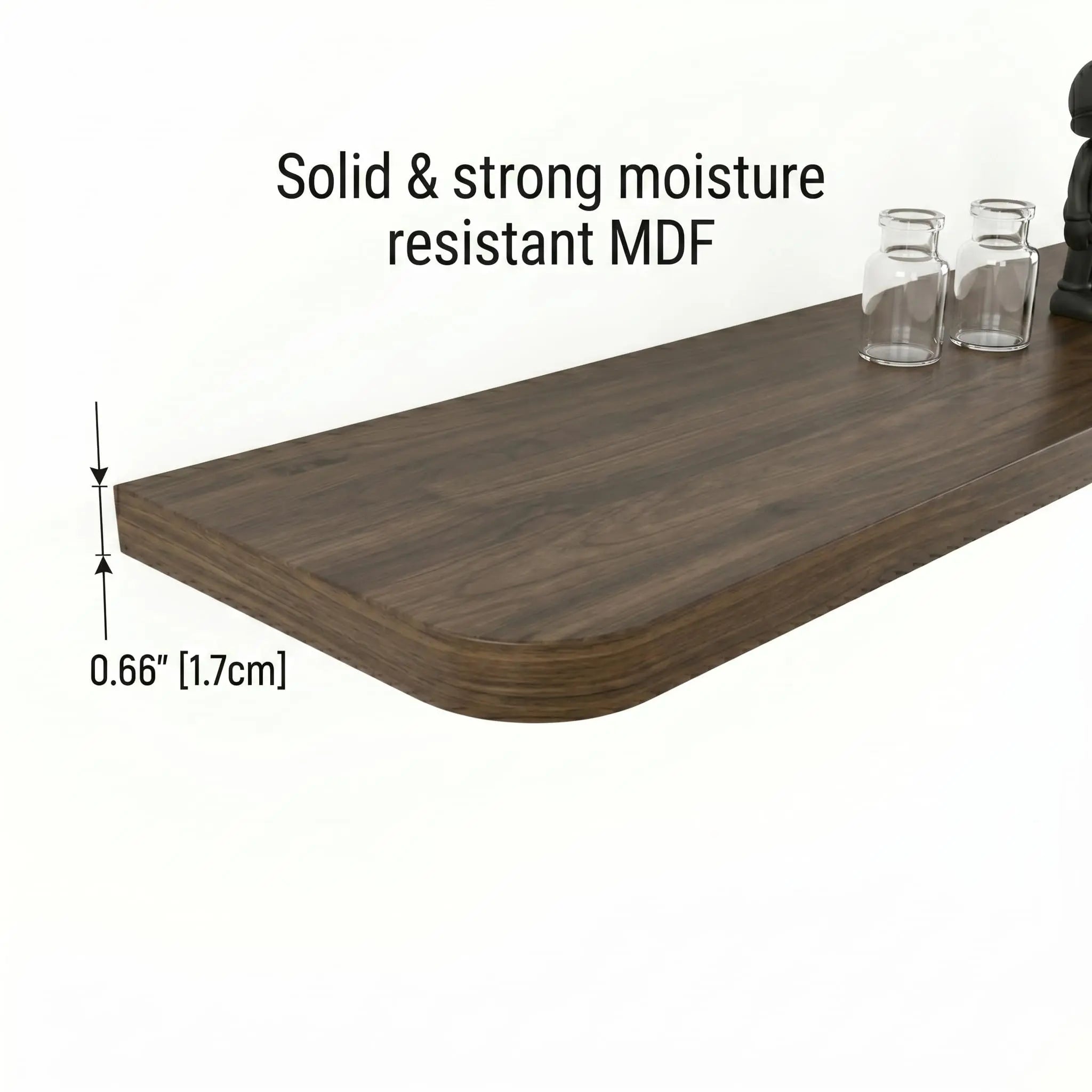 Kikbo Floating Wall Shelf Set of 3 Shelves – 31.5" (80 cm) Wide, 5.9" (15 cm) Deep, 0.67" Thick Strong MDF, Hidden Mount, Rounded Corners Modern Stylish and Sleek, Space Saving Design