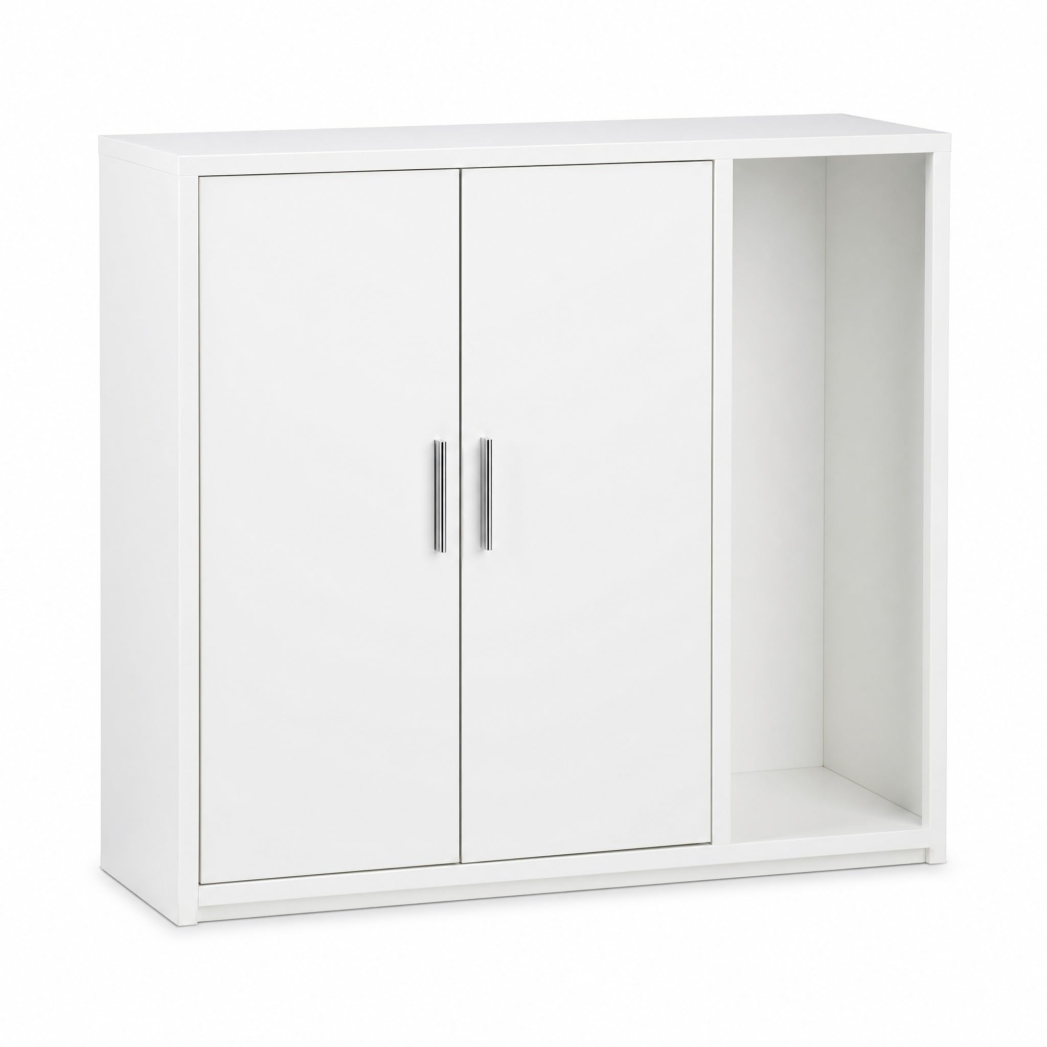 Kikbo Bathroom Storage Cabinet, Waterproof MDF Freestanding Cupboard, 2-Door Kitchen Organizer with Shelves, Space-Saving Floor Cabinet for Bathroom, Living Room, White