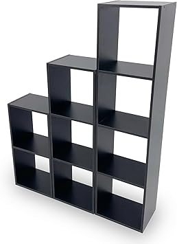 Modern 9-Cube Wooden Storage Organizer Bookshelf, Cube Bookcase Display Shelf for Living Room Bedroom Office, Multi-Purpose Storage Cabinet