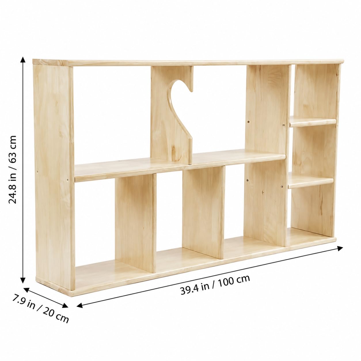39.4 Inch Wall Mounted Bookshelf, Wooden Floating Shelf Organizer, Modern Display Storage Rack for Living Room Bedroom Office, Natural Wood Finish